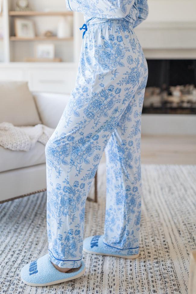 Under The Stars In Blue Floral Fantasy Bamboo Pajama Pants FINAL SALE Product Image