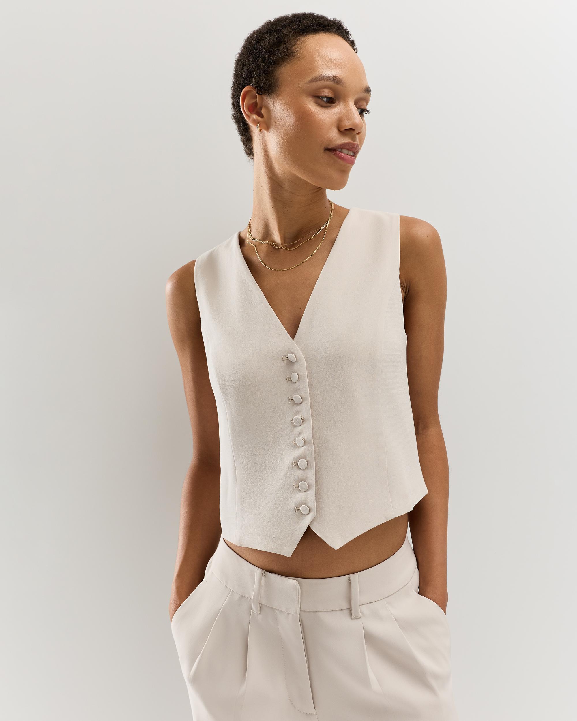 Quince | Women's Fluid Crepe Vest Recycled Polyester Product Image