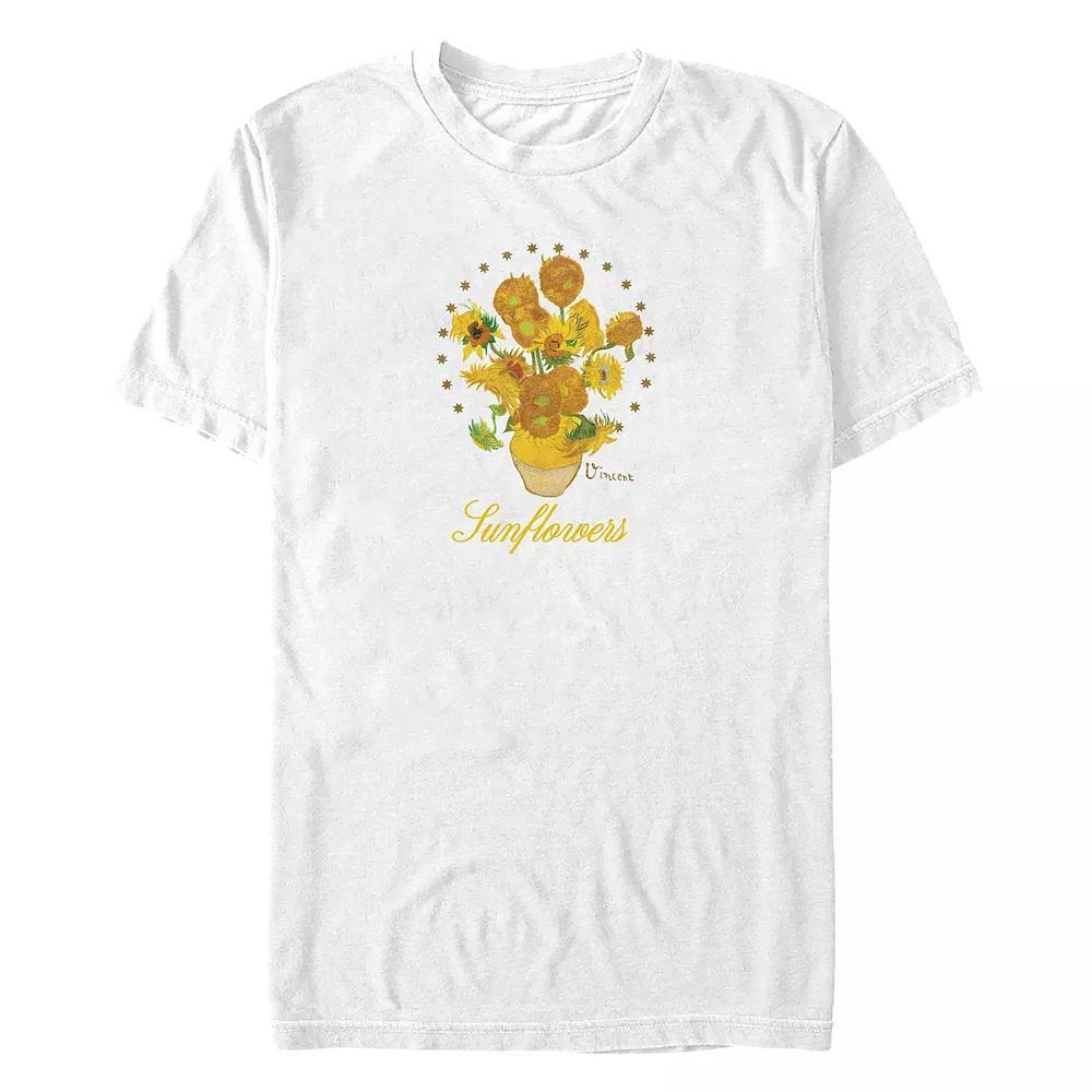 Big & Tall Vincent Van Gogh Sunflowers Poster Graphic Tee, Men's, Size: 4XL, White Product Image