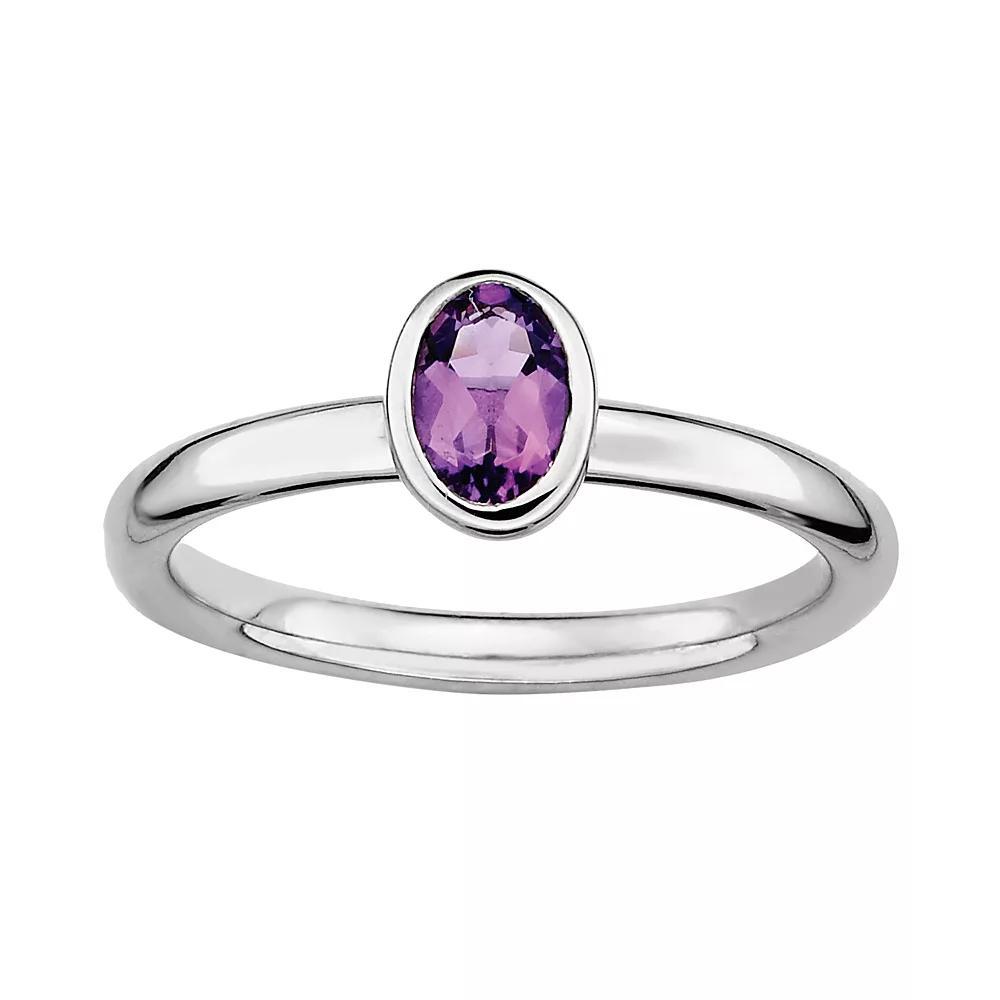 Stacks & Stones Sterling Silver Amethyst Stack Ring, Women's, Size: 9 Product Image