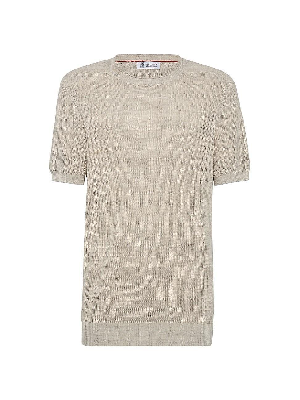 Mens Linen and Cotton Half English Rib Knit T-Shirt Product Image