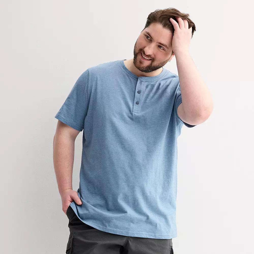 Big & Tall Sonoma Goods For Life® Short Sleeve Henley Shirt, Men's, Size: XL Tall, Blue Stripe Product Image