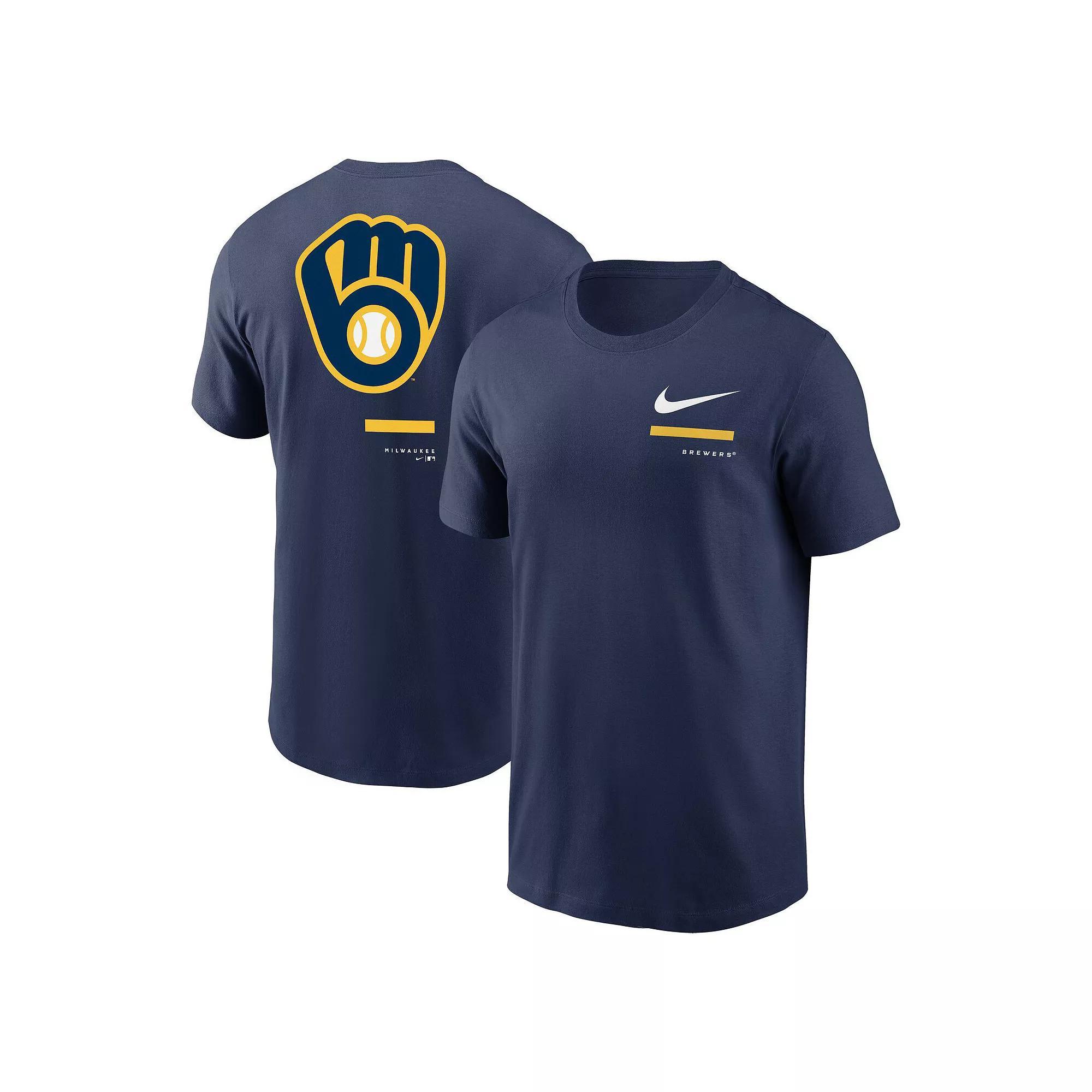 Men's Nike Navy Milwaukee Brewers Over the Shoulder T-Shirt, Size: Medium, Blue Product Image