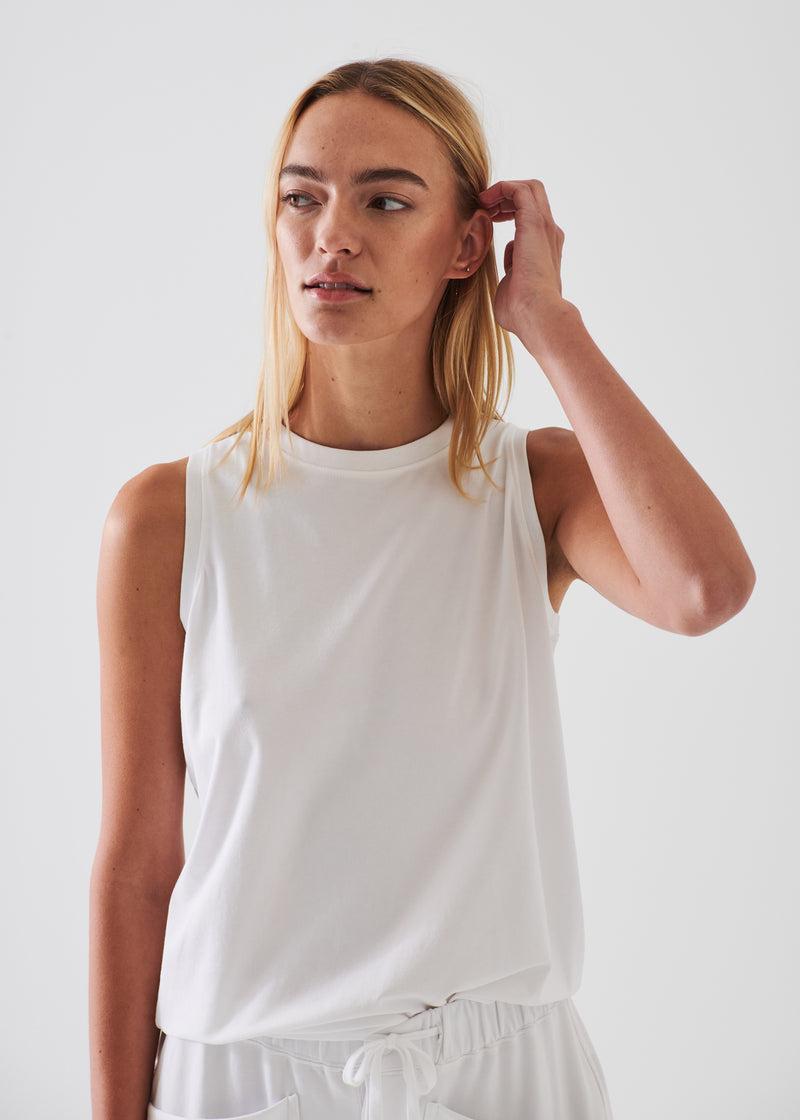 Patrick Assaraf Women's PIMA COTTON STRETCH BOYFRIEND TANK Female Product Image