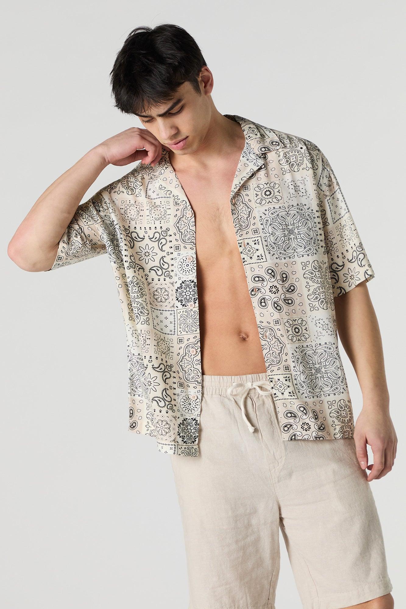 Summer Vibes Print Button-Up Top Male Product Image