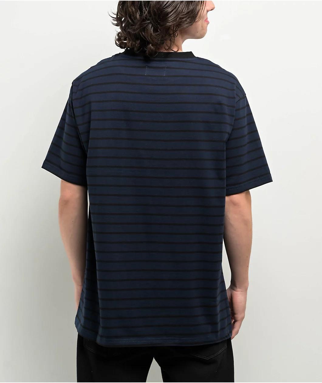 NoHours Time Code Stripe Dark Navy & Black T-Shirt Product Image