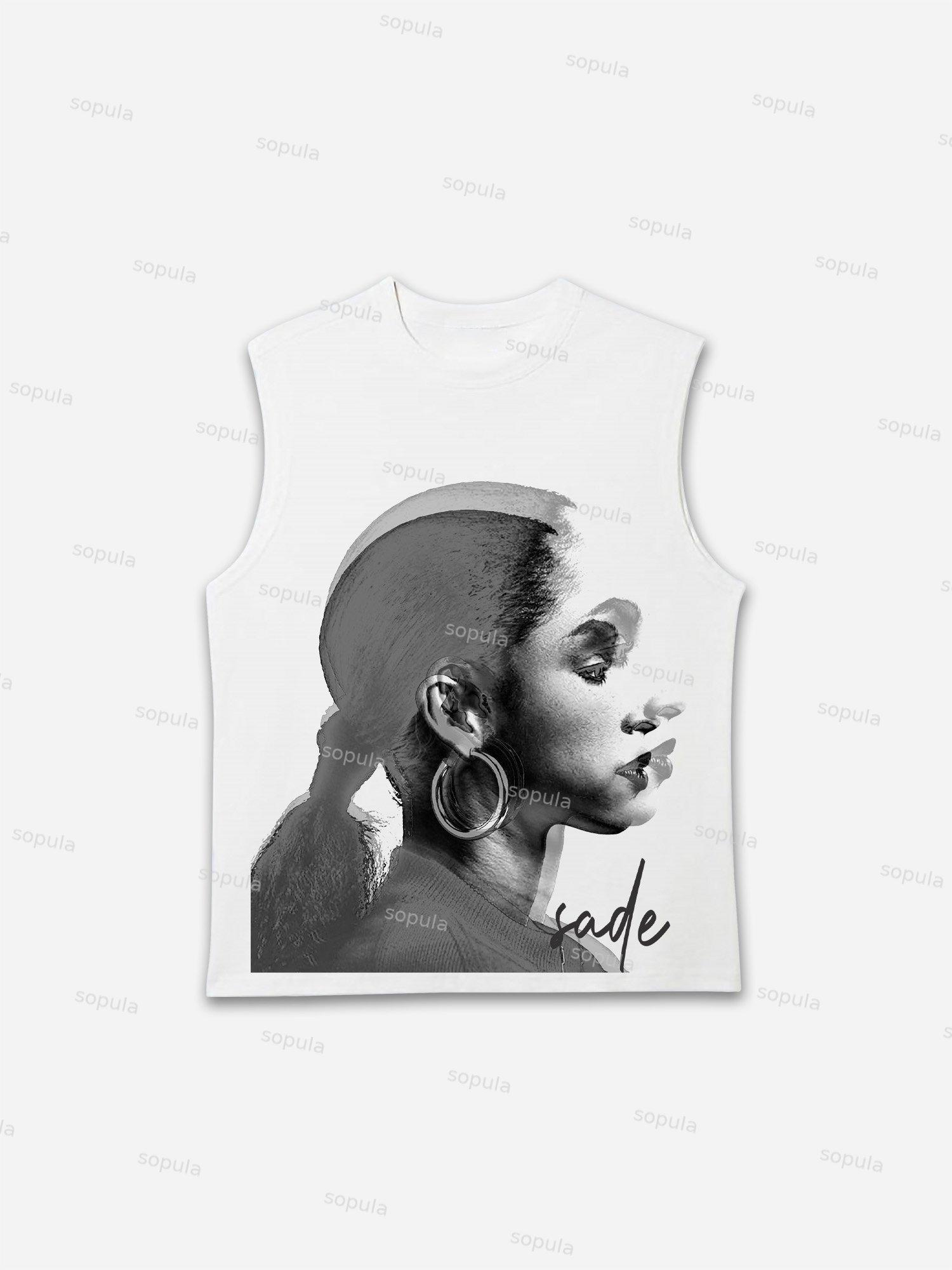 Men's Sade Adu Graphic Cotton Sleeveless Shirt Tank Tops Product Image