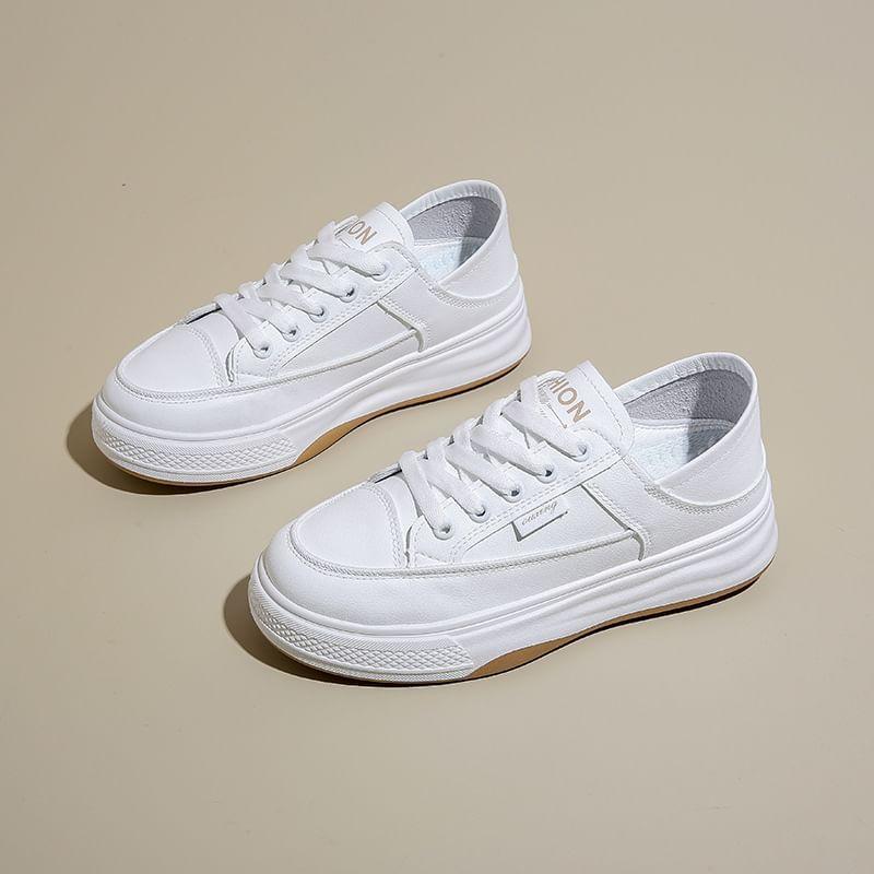 Two Tone Lace-Up Platform Sneakers Product Image