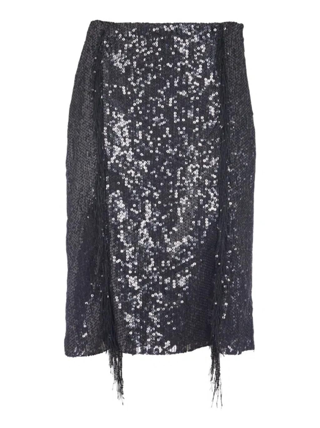 MSGM All-over Bead Embellished Skirt In Black Product Image