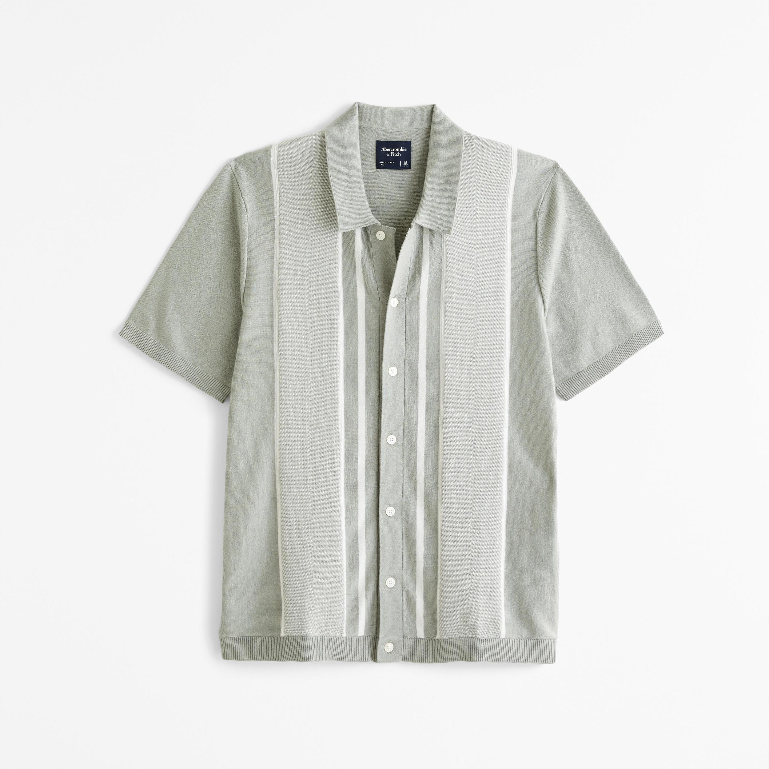 Retro Striped Button-Through Sweater Polo Product Image