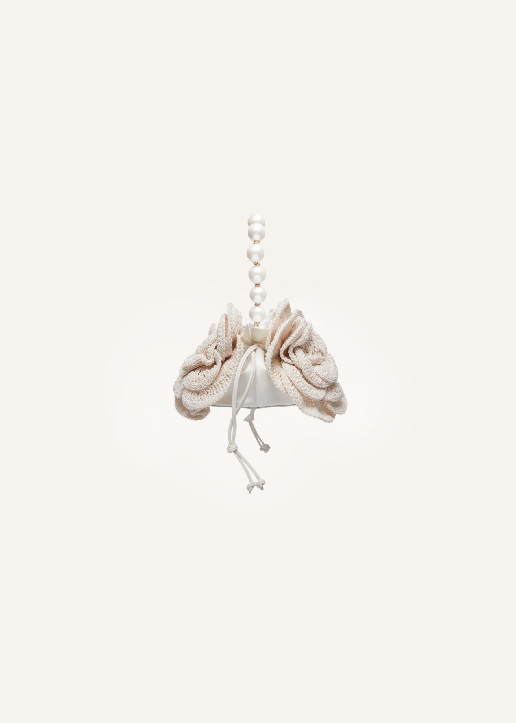 Magda bag pearl strap in cream crochet Product Image