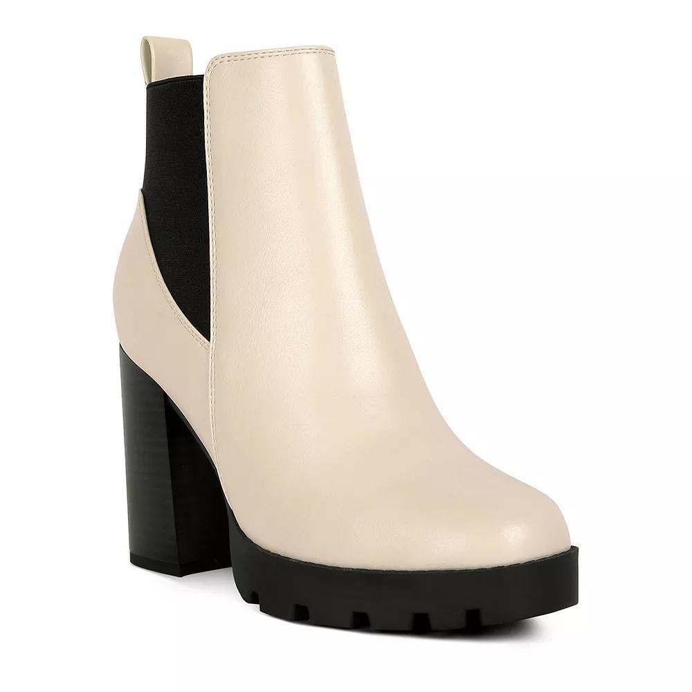 London Rag Bolt Women's Block Heeled Chelsea Boots, Size: 7, Beige Product Image