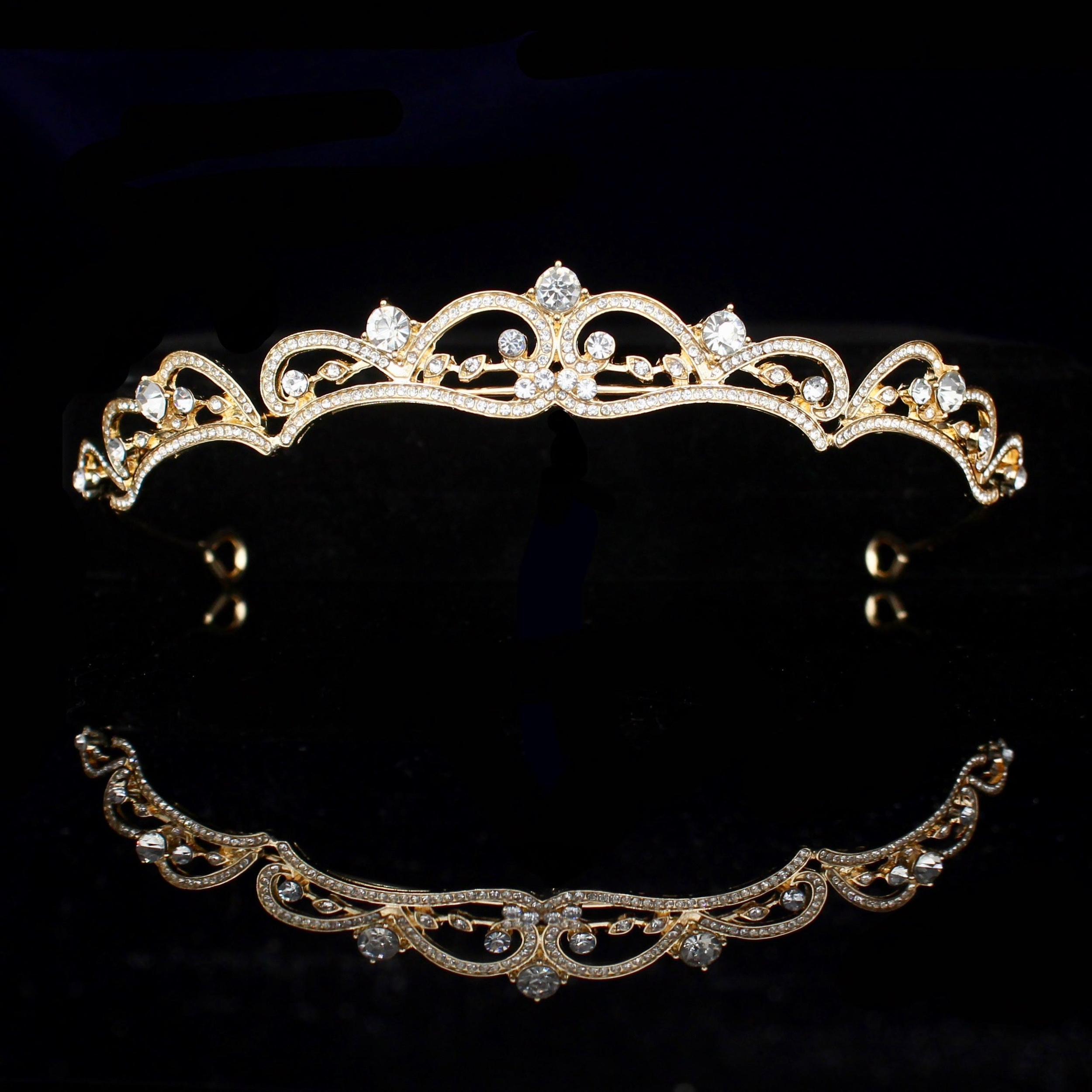 "Anya" - Rhinestone Bridal Tiara - Available in Silver, Rose Gold and Yellow Gold Product Image