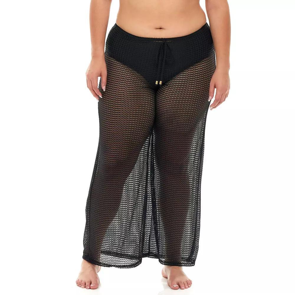 Plus Size Jordan Taylor Wide-Leg Swim Cover-Up Pants, Women's, Size: 3XL, Black Product Image