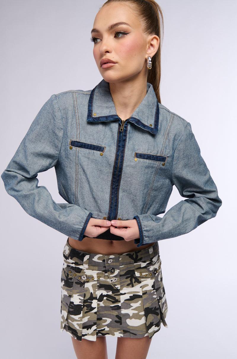 INSIDE OUT DENIM CROP JACKET Product Image