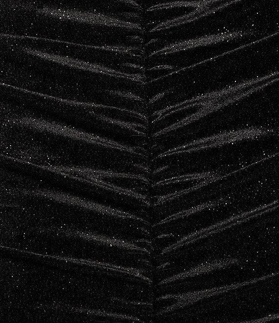Jump Short Sleeve Square Neck Glitter Velvet Ruched Dress Product Image