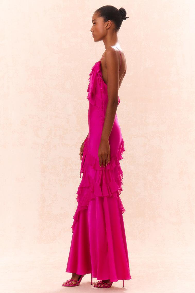 Rialto Silk Ruffle Maxi Dress Product Image
