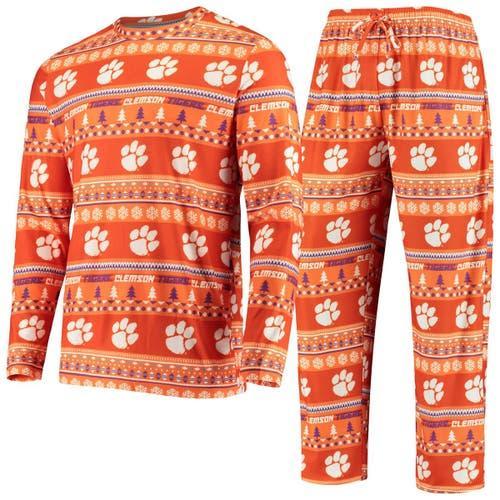 Men's Concepts Sport Orange Clemson Tigers Ugly Sweater Knit Long Sleeve Top and Pant Set, Size: Medium Product Image