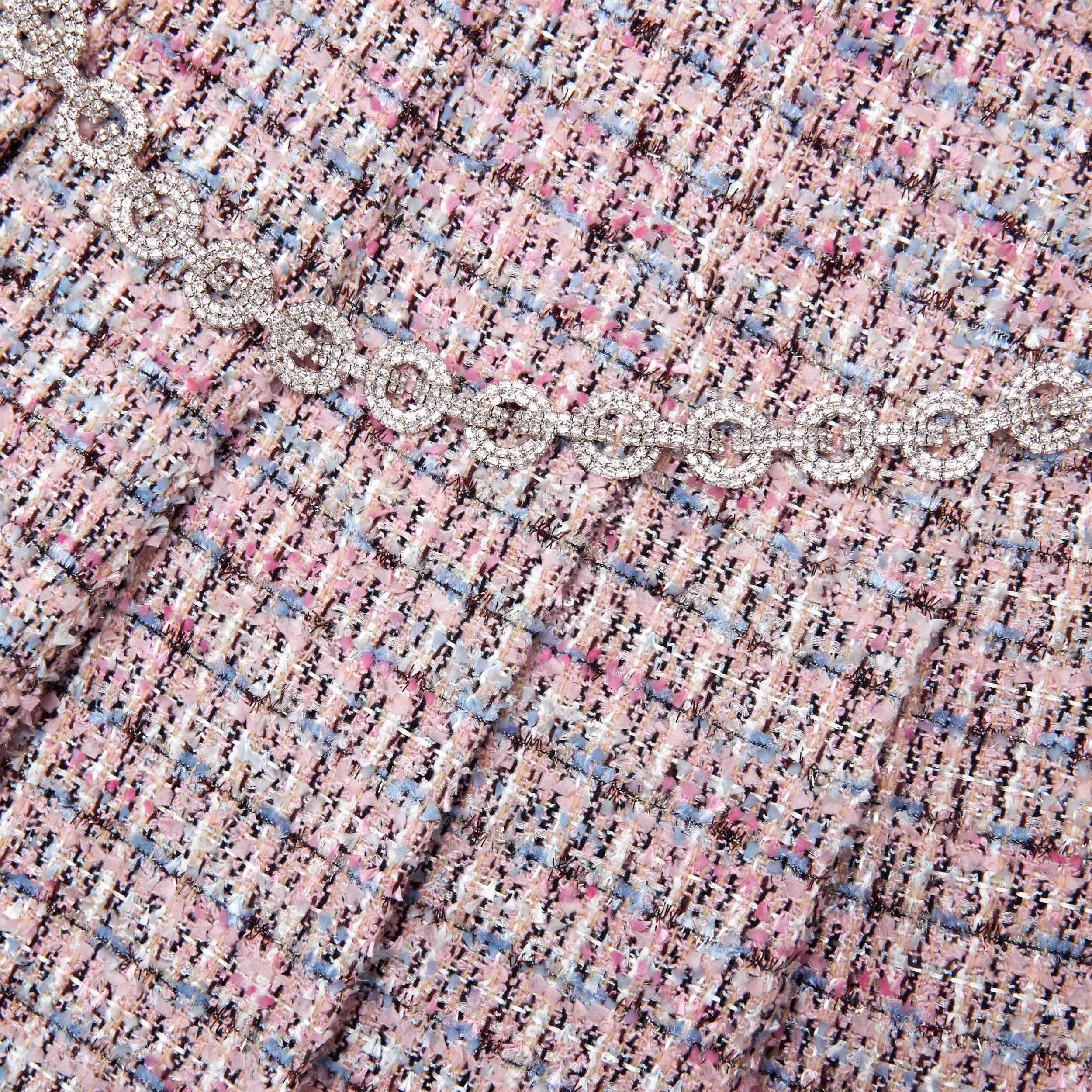 Pink Boucle Fur Cuff Jacket Product Image