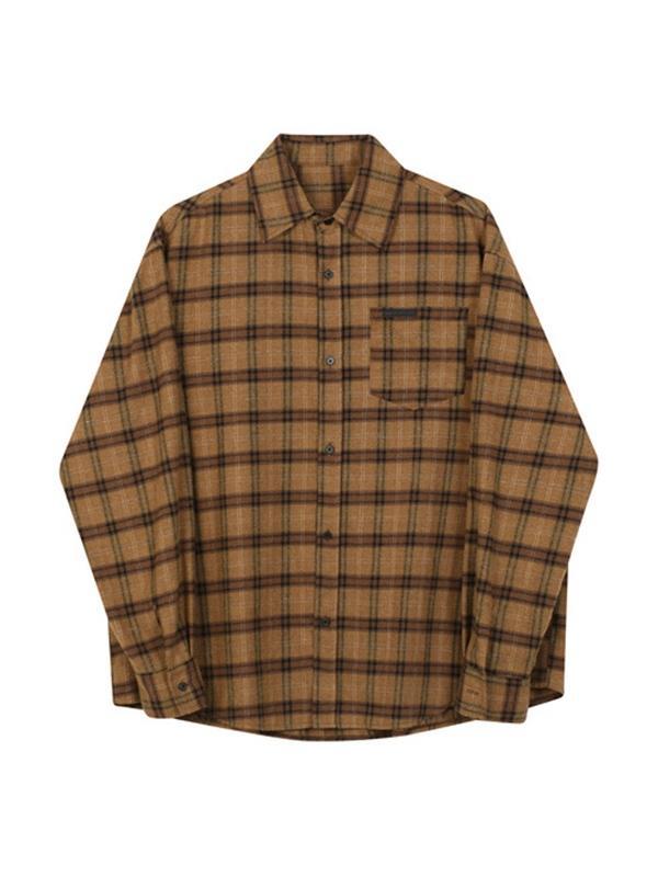 Versatile Checkered Long Sleeve Blouse Product Image