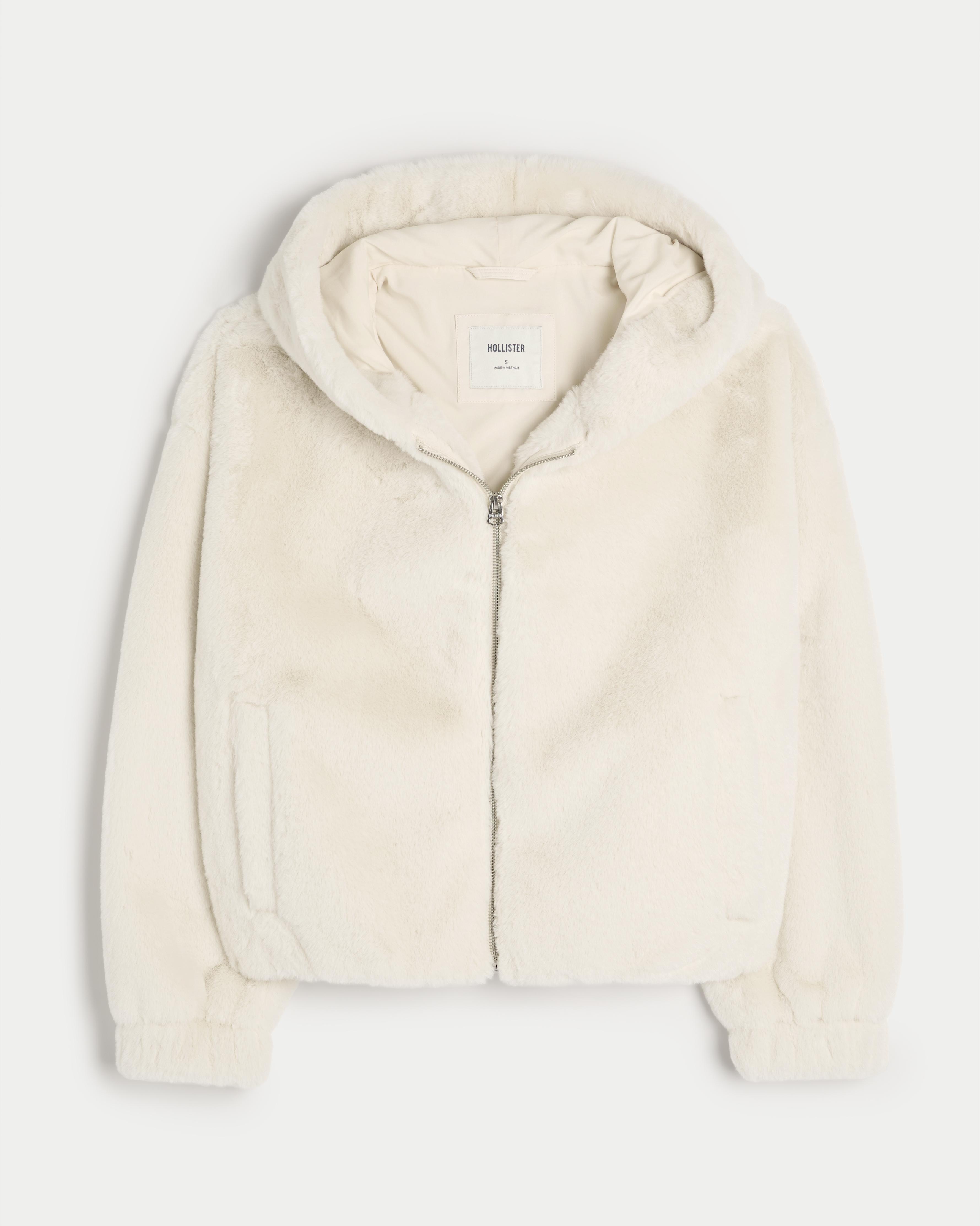 Cozy Faux Fur Zip-Up Hoodie Product Image