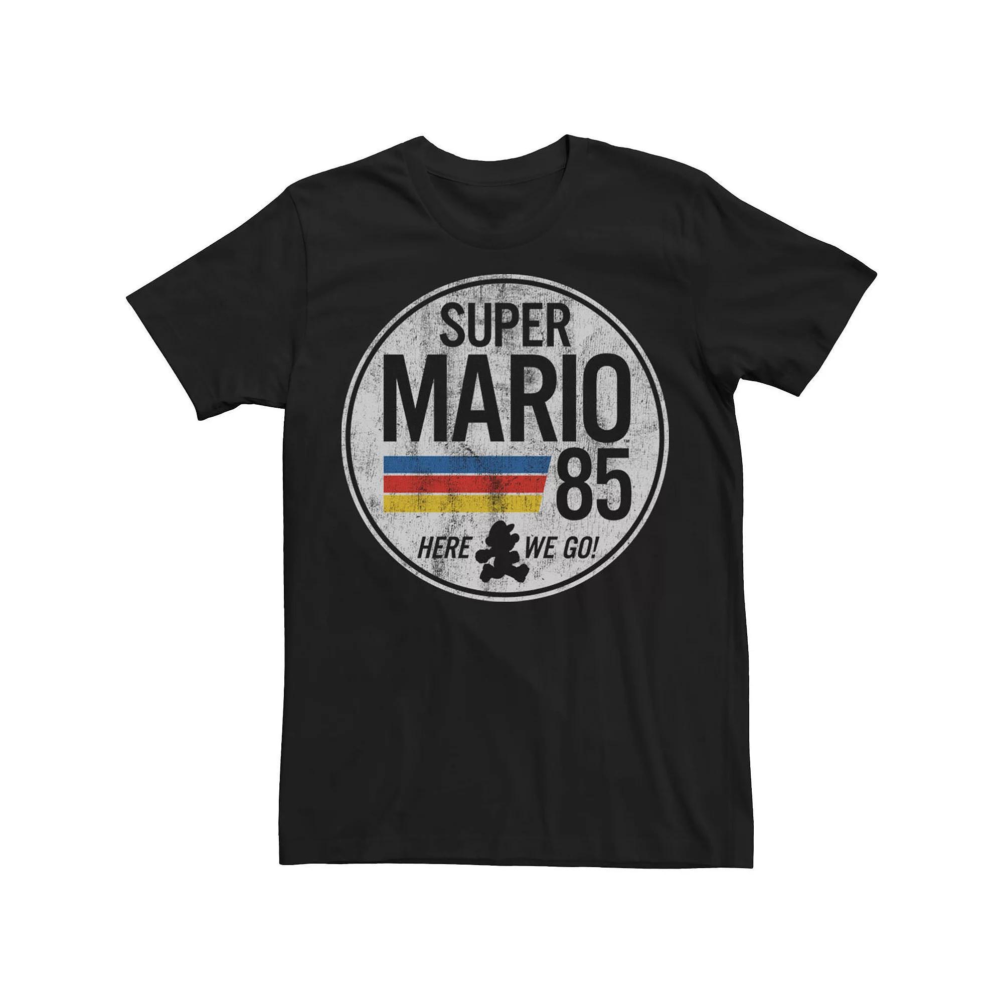Big & Tall Nintendo Mario Is Go Crest Shield Logo Tee, Men's, Size: 4XL, Black Product Image