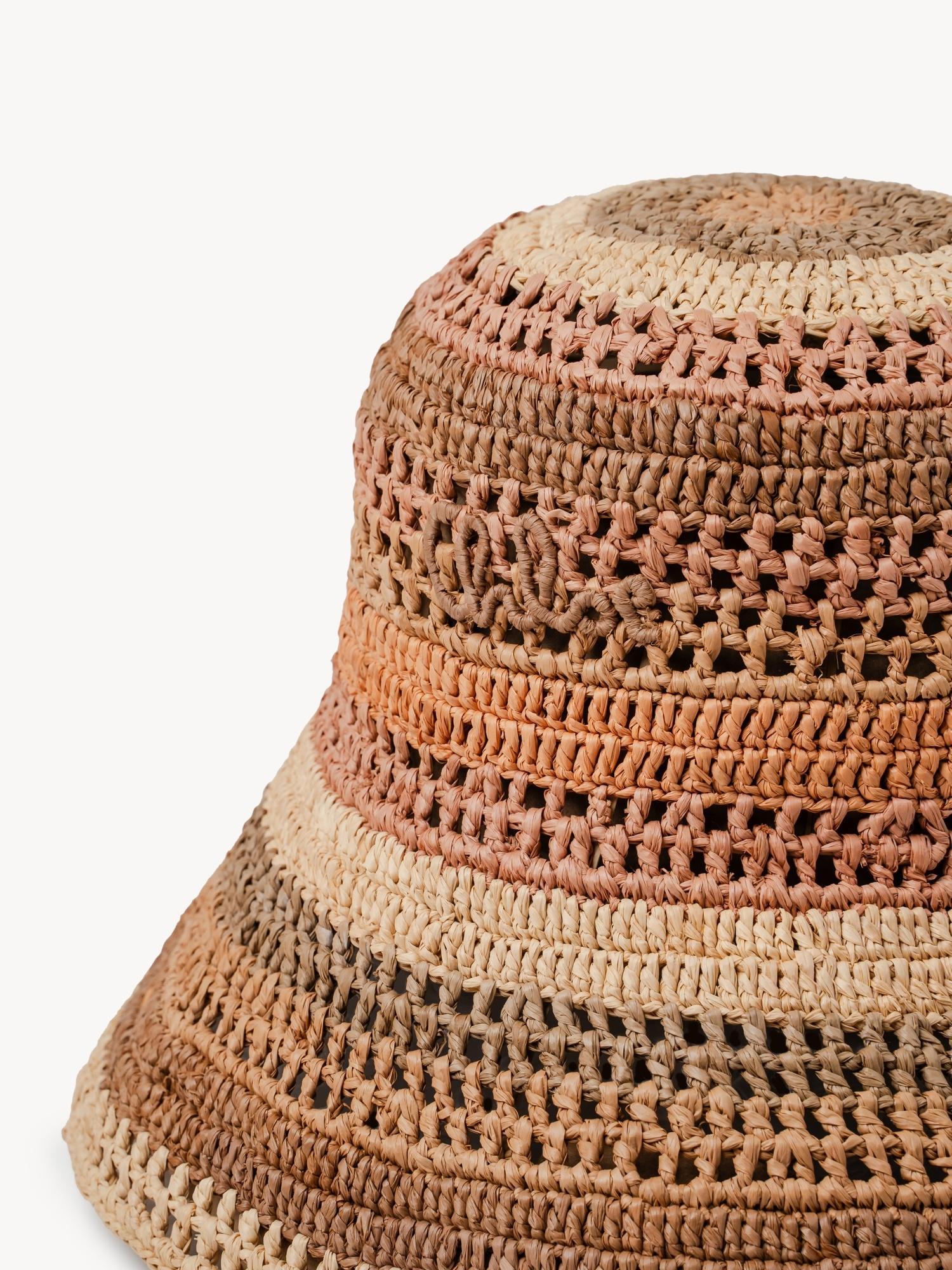 CHLOÉ Sunset Embroidered Striped Raffia Hat In 2ya Multi Beige 1 Product Image