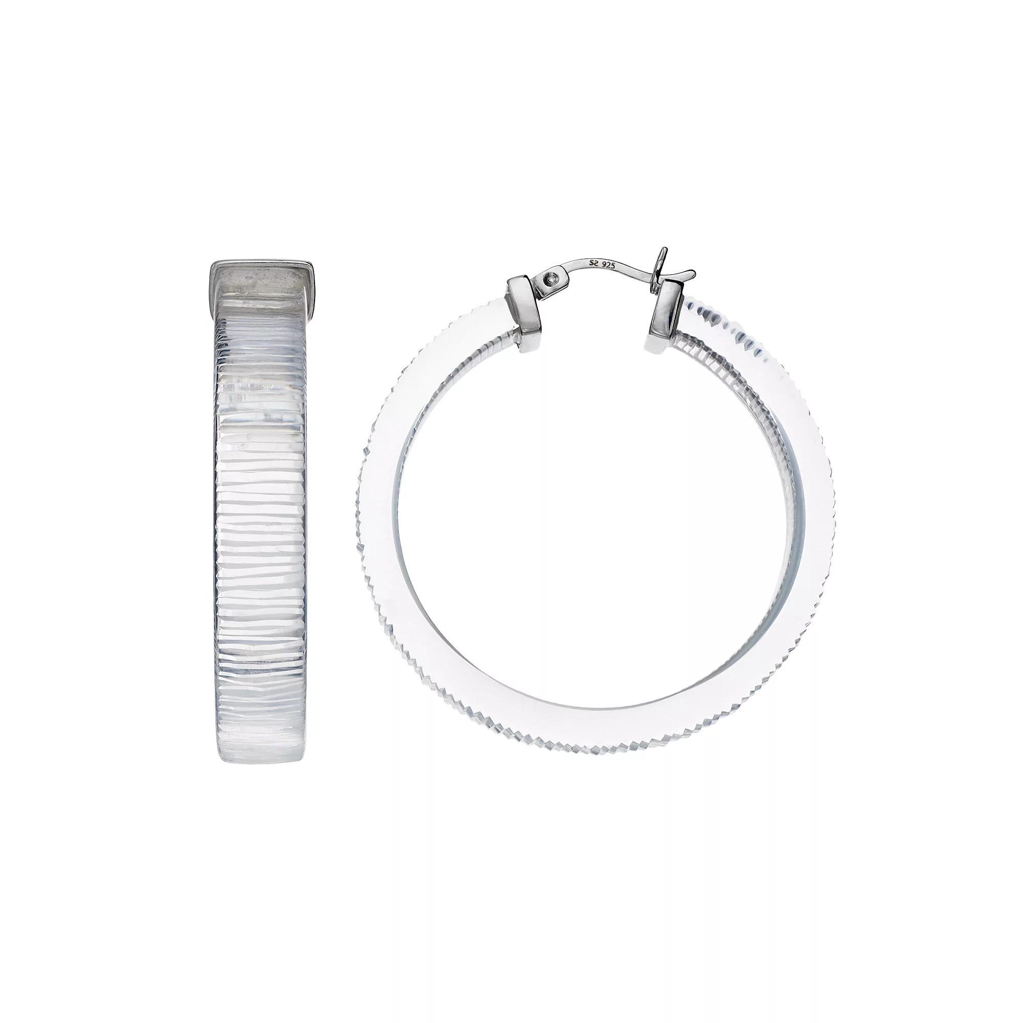 AMORE by SIMONE I. SMITH Platinum Over Silver Lucite Hoop Earrings, Women's, Sterling Product Image