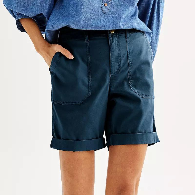 Petite Sonoma Goods For Life Utility Bermuda Shorts, Womens Silver Beam Product Image