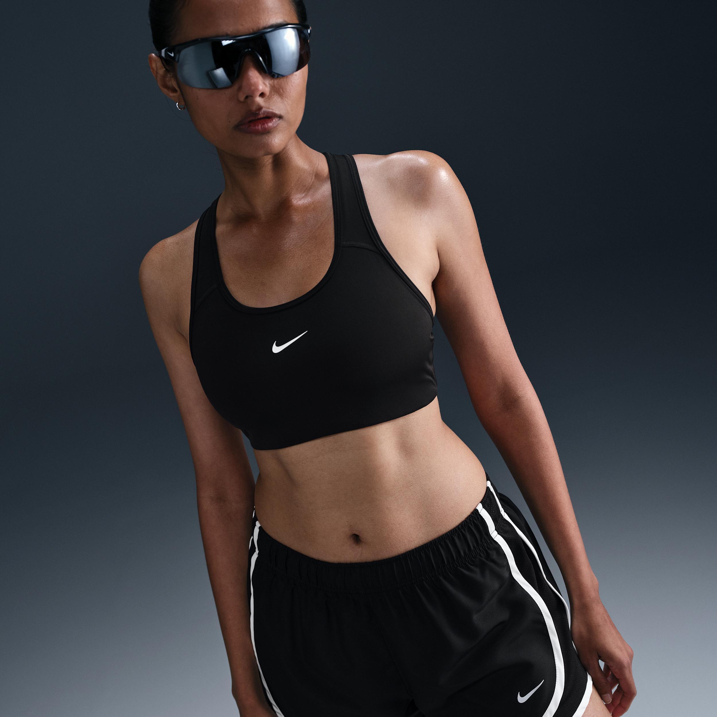 Women's Nike Tempo Dri-FIT Mid-Rise 3-in. Running Shorts, Size: Large, Black White Product Image