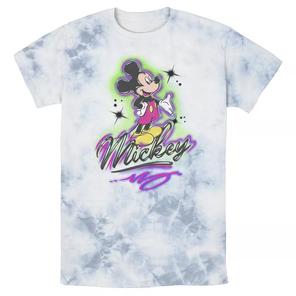 Men's Disney Mickey And Friends Mickey Mouse Airbrush Portrait Wash Tee, Size: Small, White Blue Product Image