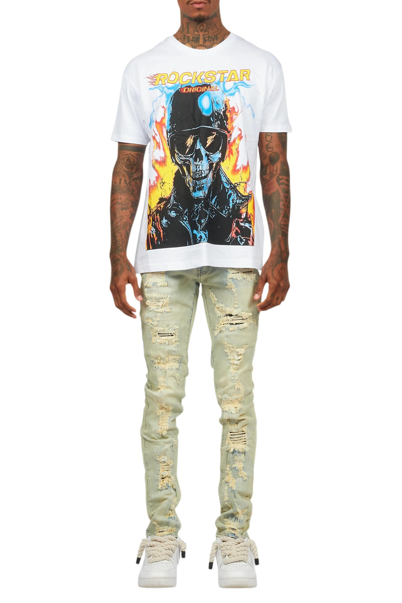 Balius White Oversized Graphic T-Shirt Male Product Image
