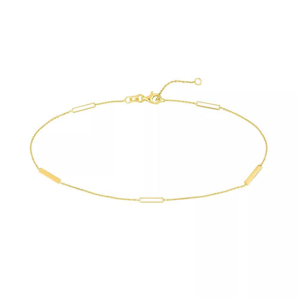 Color Romance 14k Gold & Enamel Bar Alternating Station Anklet, Womens White Product Image