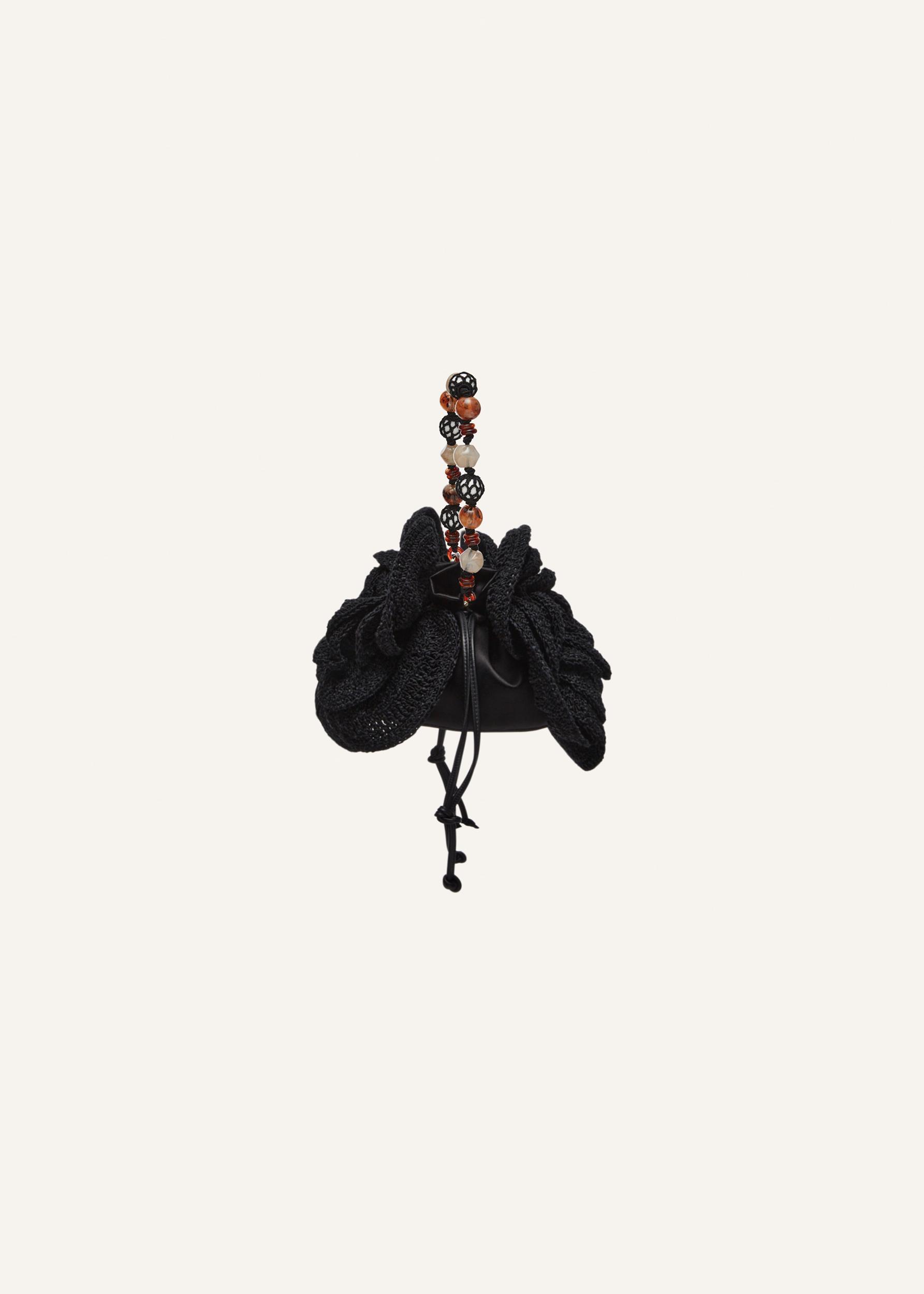 Magda bag beads strap in black crochet Product Image
