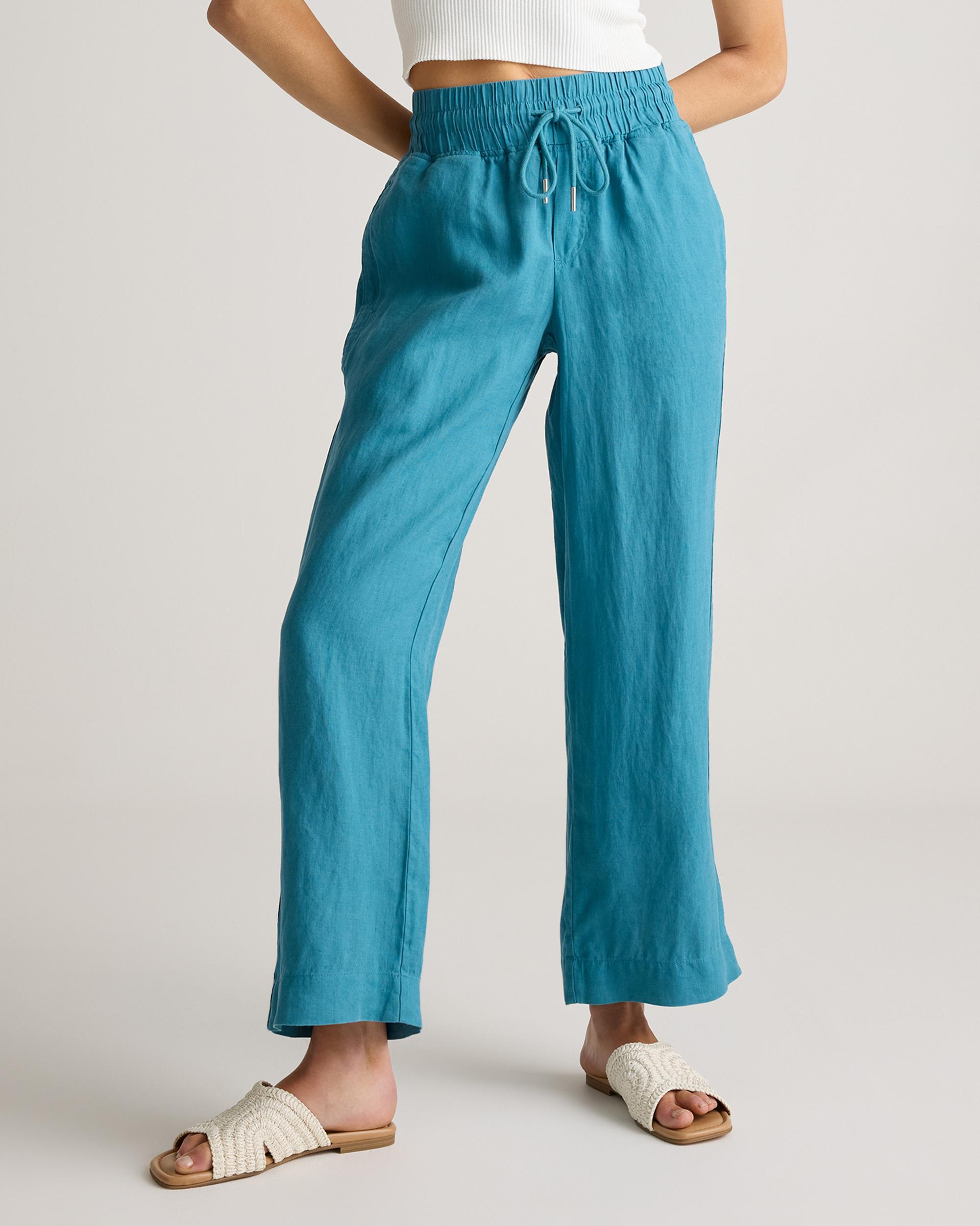 100% European Linen Wide Leg Pants Product Image