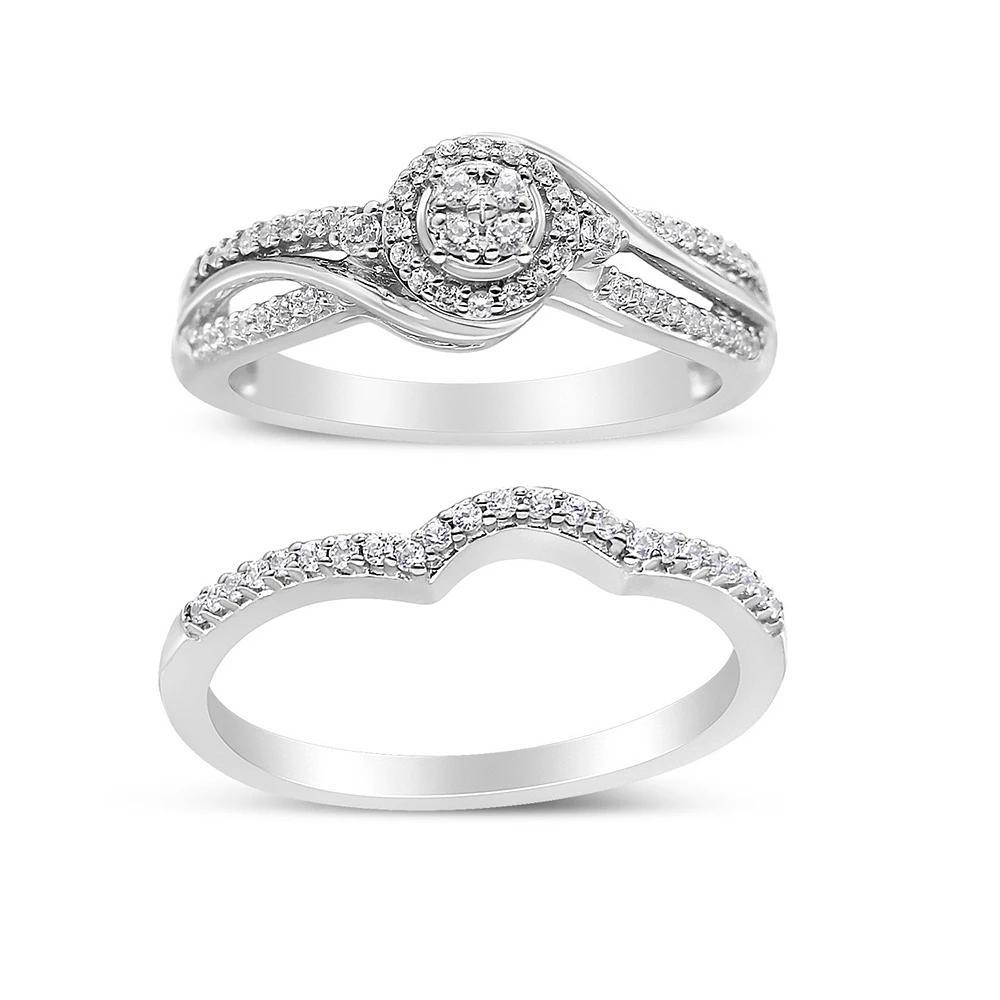 Haus of Brilliance Sterling Silver 1/3 Carat T.W. Diamond Composite Frame Bypass Engagement Ring Set, Women's, Size: 9 Product Image