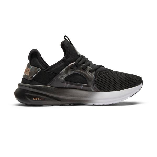 PUMA Softride Enzo Evo Geode Glow Womens Wide Sneakers in Black/Gold Product Image