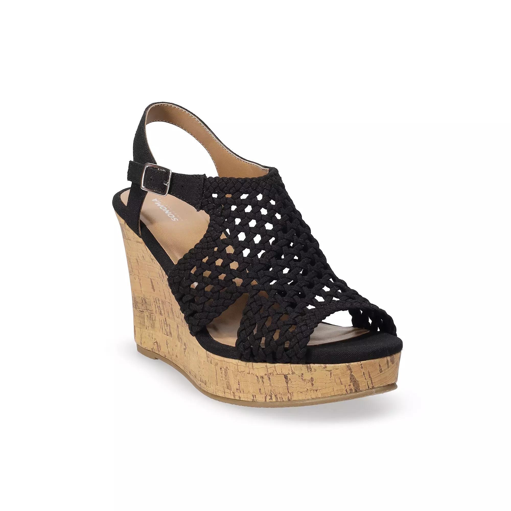Sonoma Goods For Life® Taffy Women's Wedge Sandals, Size: 6.5, Black Product Image
