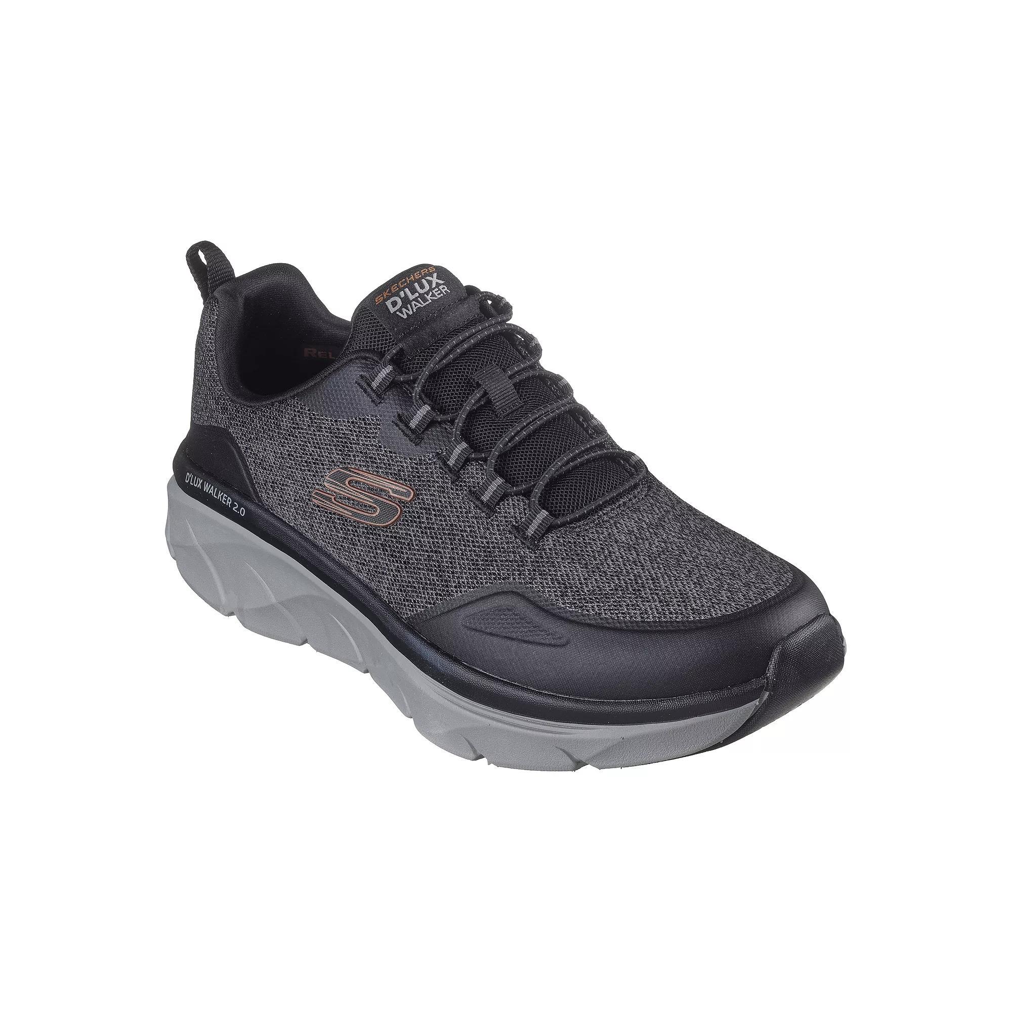 Skechers Relaxed Fit® D'Lux Walker 2.0 Steadyway Men's Shoes, Size: 7.5 XW, Black Grey Product Image
