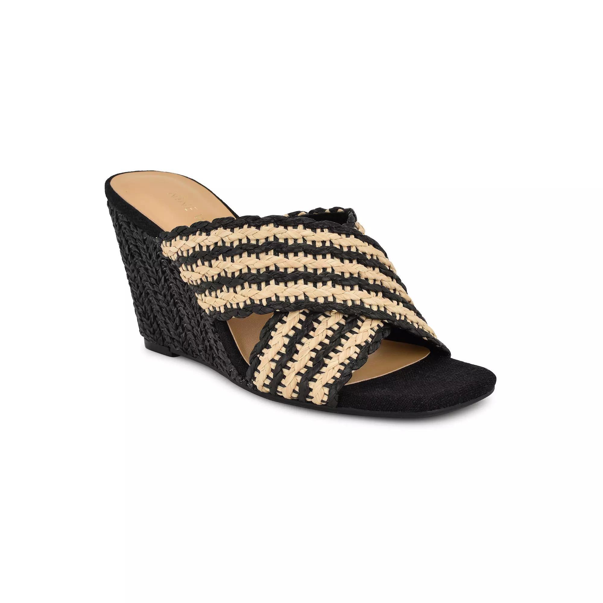 Nine West Novela Women's Slip-On Wedge Sandals, Size: 6.5, Black Product Image