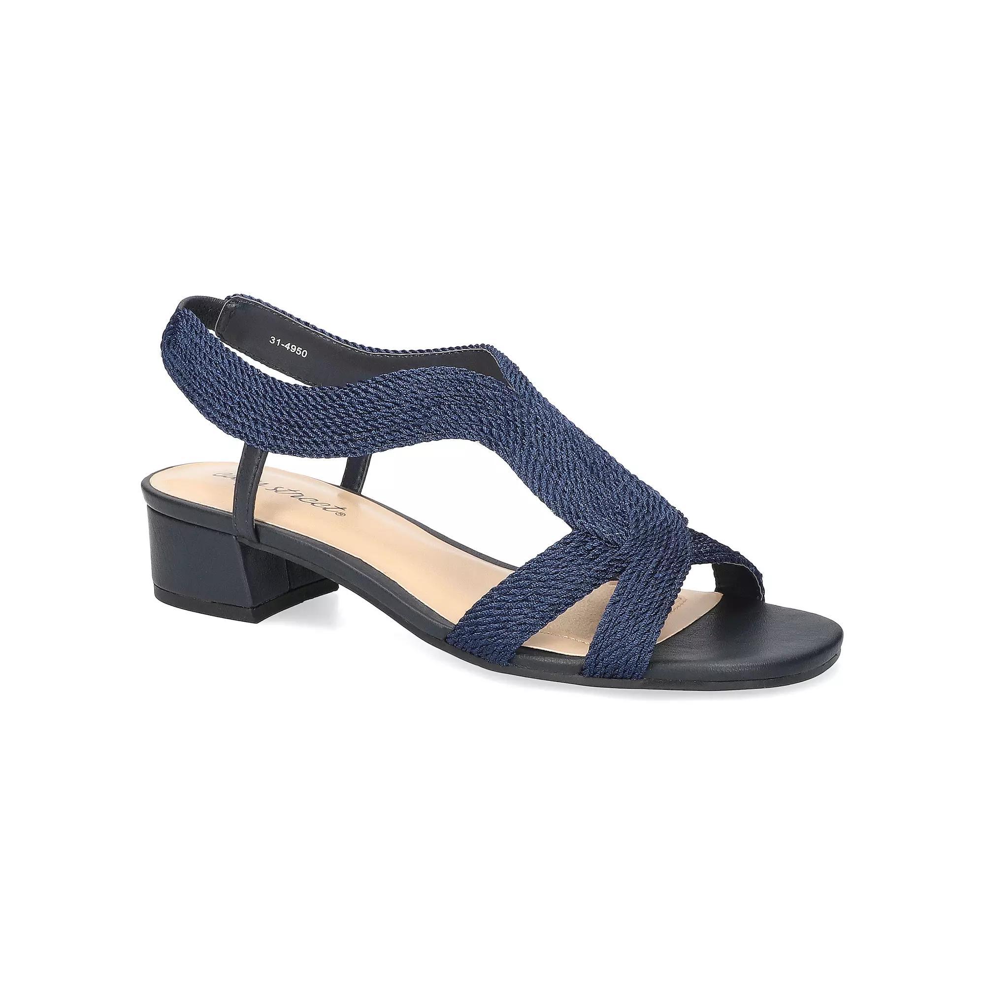Easy Street Festival Block Heel Women's Woven Sandals, Size: 6 XW, White Woven Product Image
