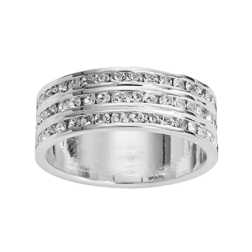 Traditions Jewelry Company Silver Plate Crystal Multirow Ring, Women's, Size: 8, White Product Image