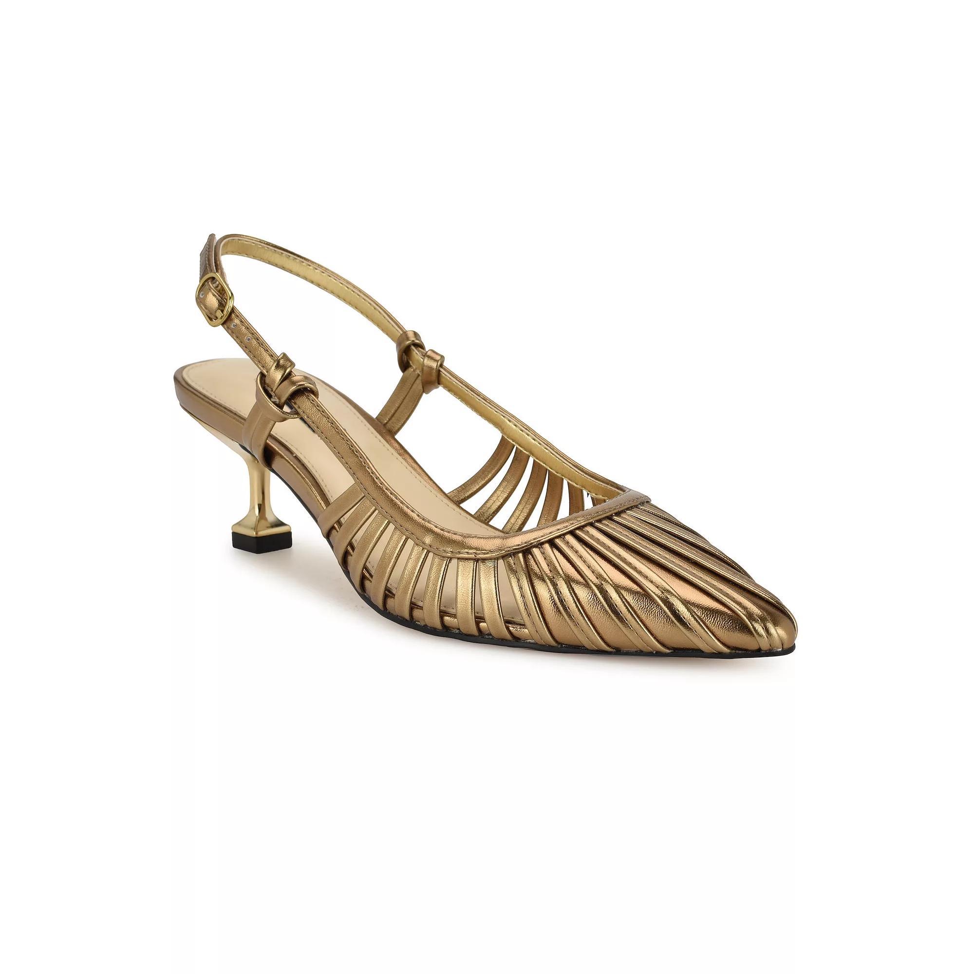 Nine West Women's Whitt Slingback Dress Heels, Size: 9.5, Bronze Product Image