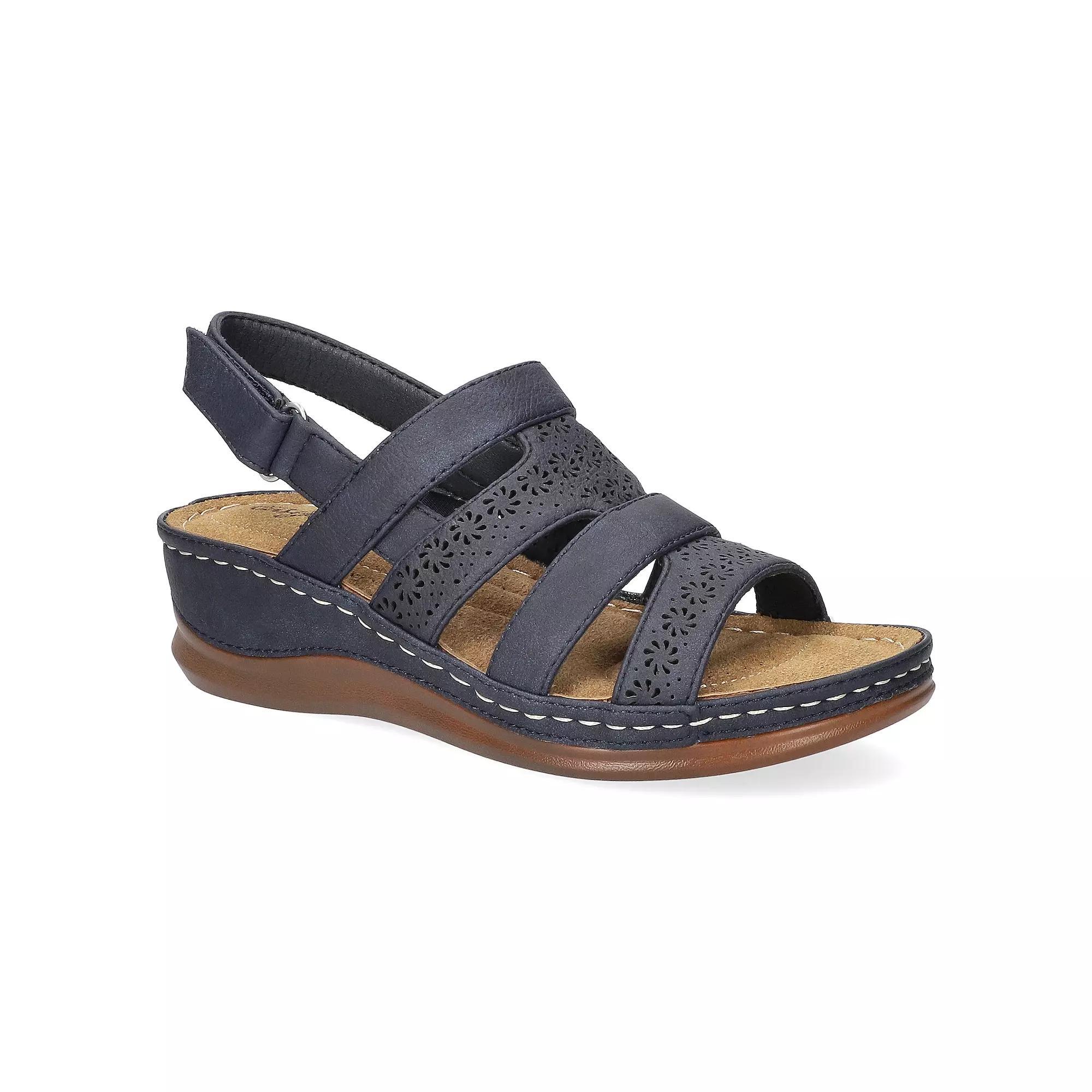 Easy Street Alexi Slingback Women's Wedge Sandals, Size: 8 XW, Blue Product Image