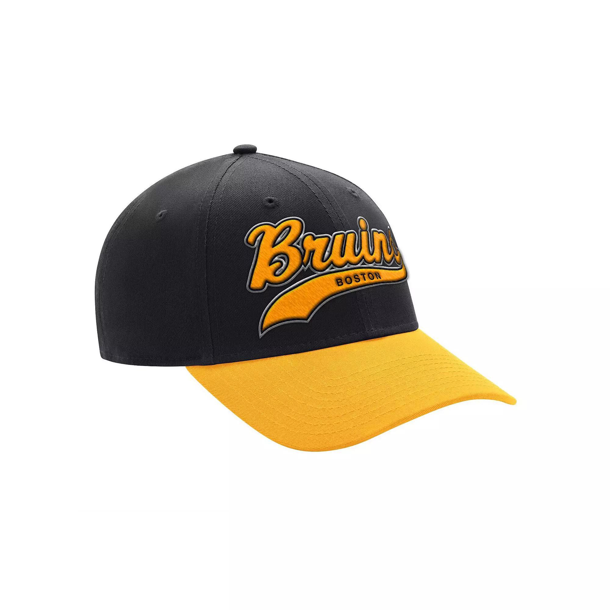 Men's Starter Black/Gold Boston Bruins Two-Tone Tailsweep Mascot Adjustable Hat Product Image