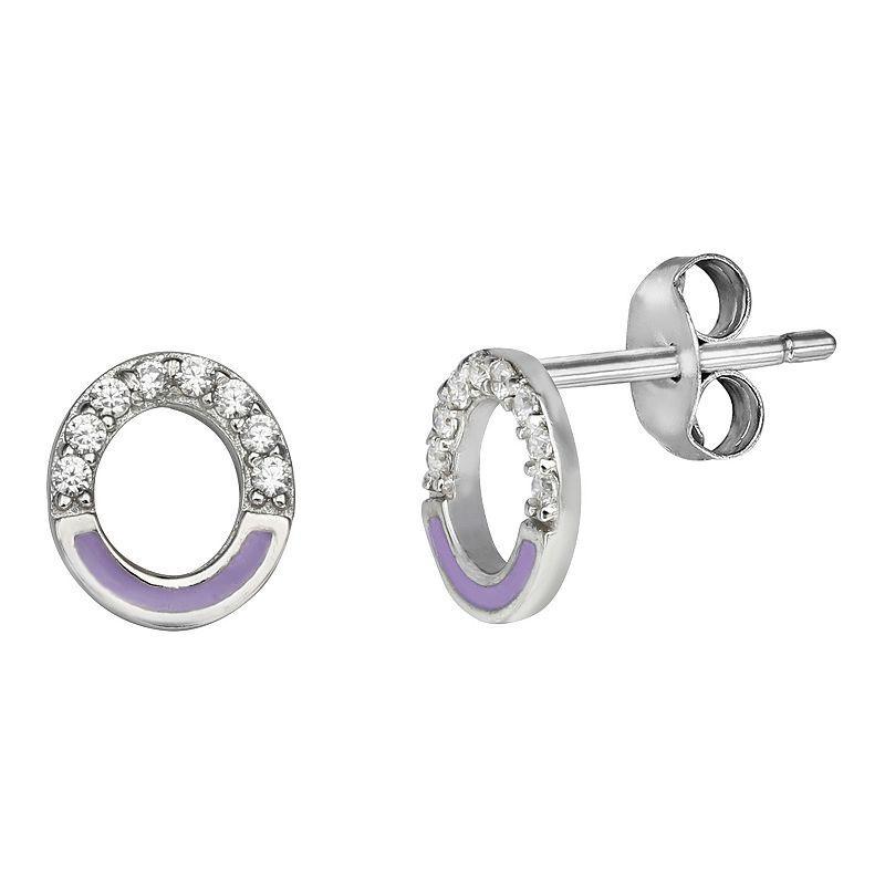 PRIMROSE Sterling Silver Cubic Zirconia Initial Stud Earrings, Women's, Orange K Product Image