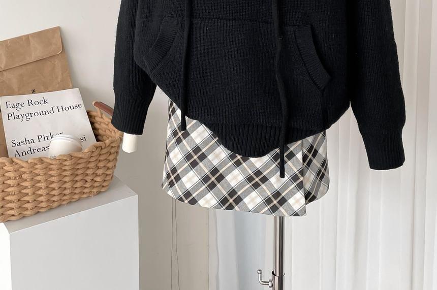 Half-Zip Plain Hooded Sweater Product Image