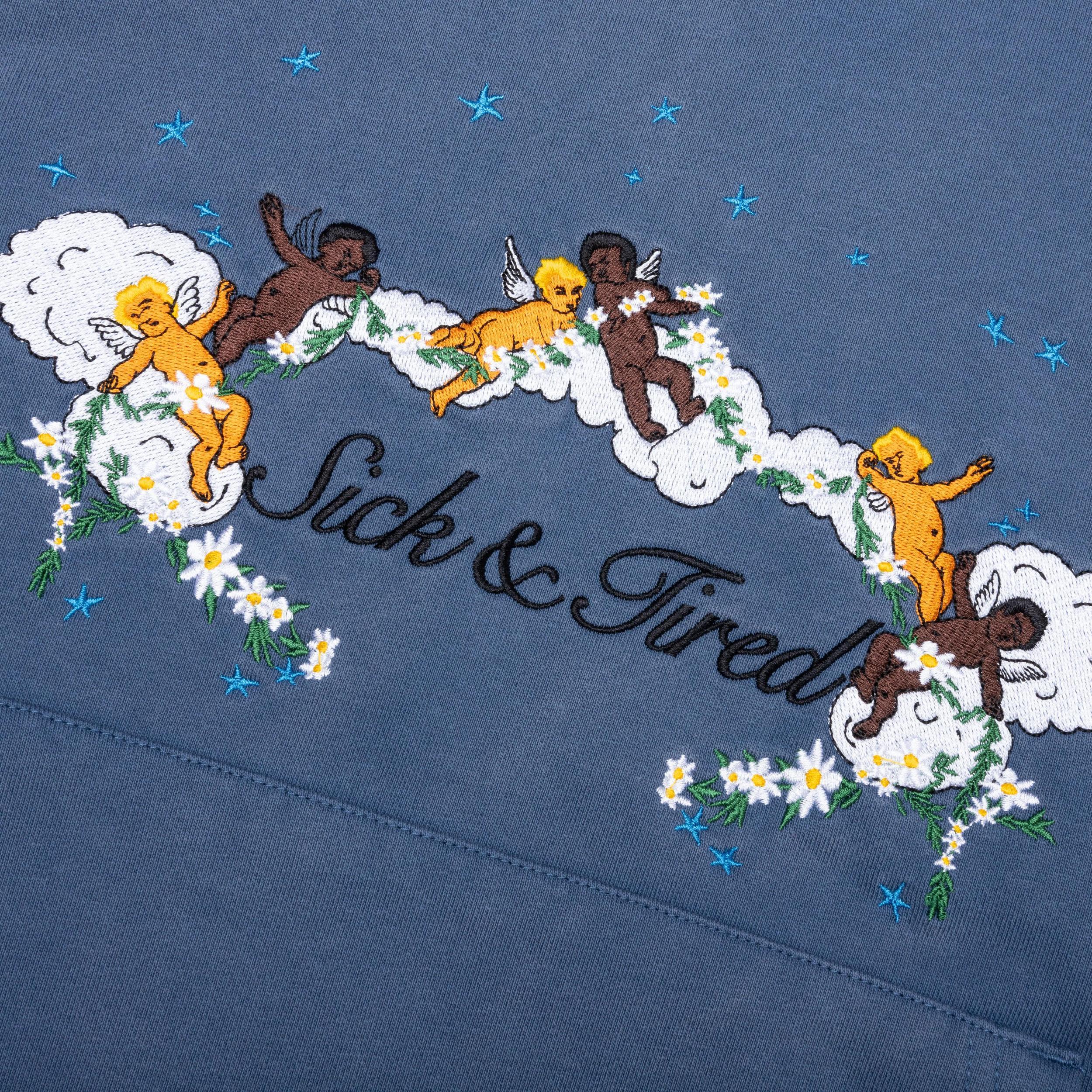 Sick And Tired Vintage Hoodie - Blue Male Product Image