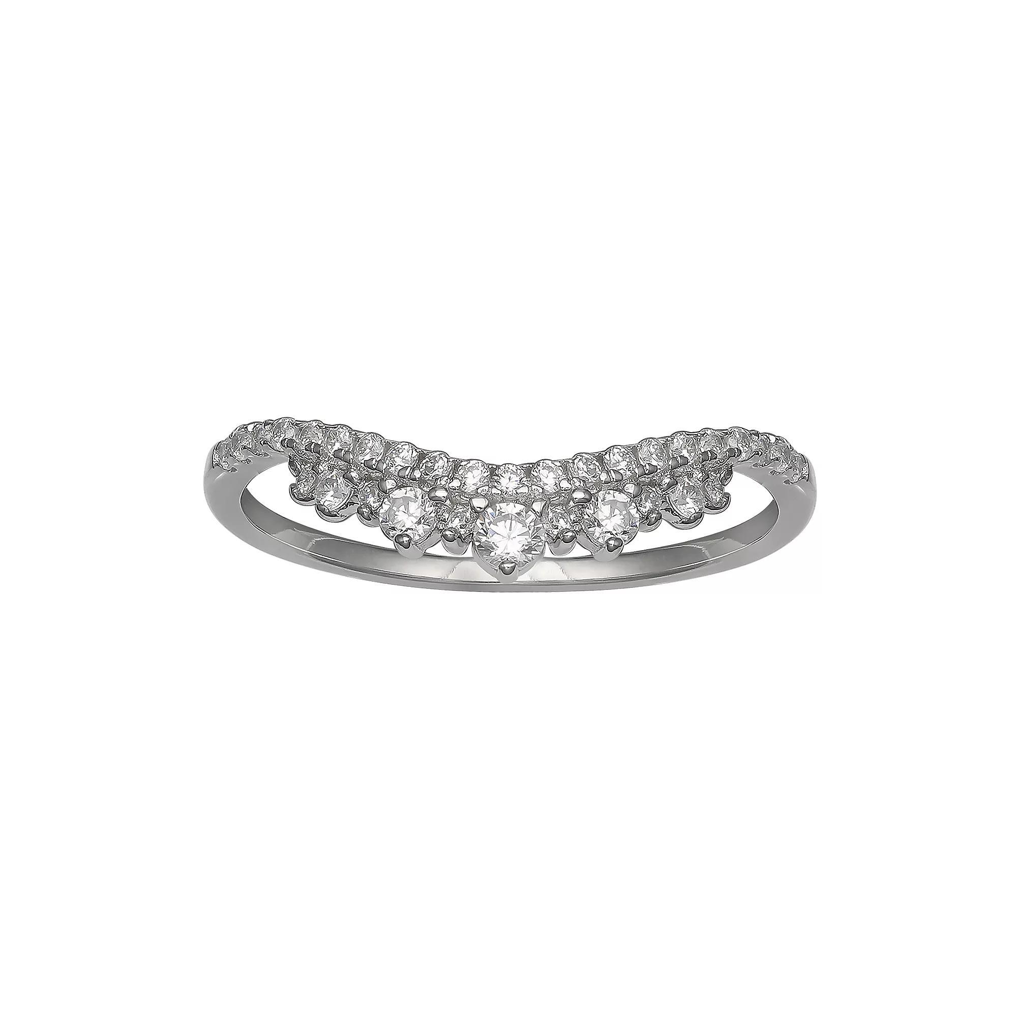 PRIMROSE Sterling Silver Cubic Zirconia Curve Ring, Women's, Size: 9 Product Image