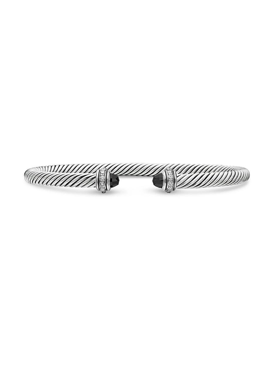 David Yurman Sterling Silver Cable Classic Bracelet with Blue Topaz & Diamonds Product Image